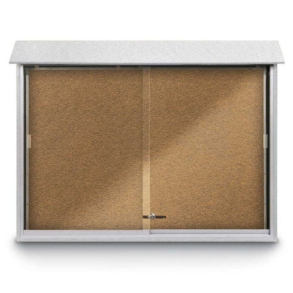 Outdoor Enclosed Combo Board, 72"x36", Satin Frame/Black & Medium Grey